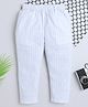 BAATCHEET Cotton Woven Full Length Striped Panda Back Printed Pant -White
