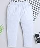 BAATCHEET Cotton Woven Full Length Striped Panda Back Printed Pant -White