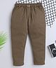 BAATCHEET Cotton Woven Full Length Giraffe Button Detailed Pant -Brown