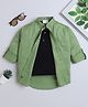 BAATCHEET Cotton Woven Full Sleeves Solid Shirt With Attached Tee - Green