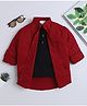 BAATCHEET Cotton Woven Full Sleeves Solid Shirt Attached Tee - Red