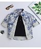 BAATCHEET Cotton Woven  Full Sleeves Floral Printed Shirt Attached Tee - Blue