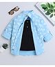 BAATCHEET Cotton Woven Full Sleeves Floral Printed Shirt Attached Tee - Blue
