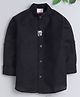BAATCHEET Cotton Woven Full Sleeves Solid Shirt With Panda Brooch Set - Black