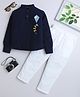 BAATCHEET Cotton Woven Full Sleeves Kite Printed Short Kurta And Pyjama Set - Navy Blue