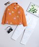 BAATCHEET Cotton Woven Full Sleeves Leaf Printed Short Kurta And Pyjama Set - Orange
