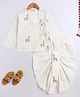 BAATCHEET Cotton Woven Full Sleeves Hand Embroidered Deer Angrakha Kurta And Dhoti - Off White