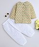 BAATCHEET Cotton Woven Three Fourth Sleeves Floral Printed Peter Pan Collar Top & Pant - Green