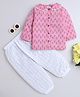 BAATCHEET Cotton Woven Three Fourth Sleeves Floral Printed Peter Pan Collar Top & Pant - Pink