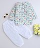 BAATCHEET Cotton Three Fourth Sleeves Floral Printed Peter Pan Collar Top & Pant- Green