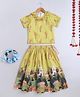 BAATCHEET Cotton Woven Half Sleeves Floral Printed & Sequins Embellished Choli Lehnga Set - Yellow