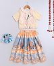 BAATCHEET Cotton Woven Half Sleeves Beautiful Peacock Printed & Sequins Embellished Choli Lehnga Set - Peach