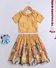 BAATCHEET Cotton Woven Half Sleeves Floral Printed & Sequins Embellished Choli Lehnga Set - Yellow