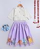 BAATCHEET Cotton Woven Three Fourth Sleeves Floral Embroidered & Gota Lace Embellished Choli Lehnga Set - Lavender