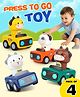 Fiddlerz Press and Go Inertia Car Toy Set for Kids Cartoon Animal Push & Go Cars Friction Powered Vehicles Educational Toys for Boys & Girls Age 3+ (Pack of 4)