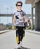 OLLINGTON ST. 100% Cotton Half Sleeves Printed T-Shirt & Jogger Set - Grey & Black