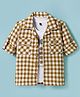 Rikidoos Full Sleeves Checked Shirt With Tee - Khaki & White