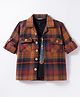Rikidoos Full Sleeves Plaid Checked Shirt With Tee - Orange & Black