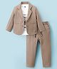 Rikidoos Full Sleeves Textured Blazer With Tee & Pant Set - Light Fawn & White