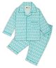 TIPPY TOP Pure Cotton Woven Full Sleeves Wavy Lines  Coordinating Night Suit Set - Green
