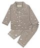 TIPPY TOP Pure Cotton Woven Full Sleeves Stars Printed  Coordinating Night Suit Set - Grey