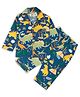 TIPPY TOP Pure Cotton Woven Full Sleeves Dinosaurs Printed Coordinating Night Suit Set - Blue