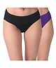 Adira Cotton Knit Pack Of 2 Solid Period Hispters - Black & Magenta