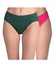 Adira Cotton Knit Pack Of 2 Solid Period Hispters - Green & Dark Pink