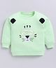 CUTOPIES Cotton Knit Full Sleeves Space Cat Printed Light Winter Sweatshirt - Lime Green