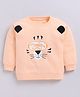 CUTOPIES Cotton Knit Full Sleeves Space Cat Printed Light Winter Sweatshirt - Peach