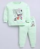 CUTOPIES Cotton Knit Full Sleeves Cant Stop Me Text Printed Light Winter Sweatshirt & Joggers Set - Lime Green
