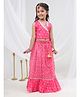 Lil' Drama Knit Sleeveless Bandhani Printed & Gota Lace Embellished Coordinating Lehenga Choli Set - Pink