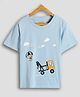 URBANRAC Cotton Knit Half Sleeves Vehicle Printed Tee - Sky Blue
