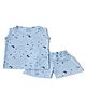 URBANRAC Cotton Woven Night Sky Theme Printed Tee & Shorts Set - Sky Blue