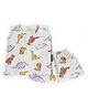 URBANRAC Cotton Woven Half Sleeves Dinosaur Printed Coordinating Tee & Short Set - Multi Colour