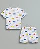 URBANRAC Cotton Woven Half Sleeves Abstract Printed Coordinating Tee & Short Set - Multi Colour
