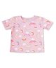 URBANRAC Cotton Woven Half Sleeves Floral Printed Crop Tee - Pink