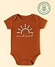 furr balls Organic Cotton Knit Half Sleeves Sunkissed Text  Printed Onesie - Brown
