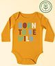 furr balls Organic Cotton Knit Full Sleeves Born To Be Wild Text Printed Onesie - Yellow