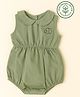 furr balls Organic Cotton Woven Sleeveless Elephant Printed Peter Pan Collar Onesie - Green