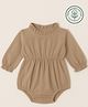furr balls 100% Organic Cotton Woven Full Sleeves Solid Onesie - Brown