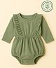 furr balls 100% Organic Cotton Woven Full Sleeves Frill Detailed Onesie - Green