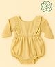 furr balls 100% Organic Cotton Woven Full Sleeves Frill Detailed Onesie - Yellow