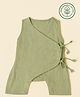 furr balls 100% Organic Cotton Woven Sleeveless Solid Romper - Green