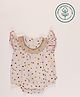 furr balls Organic Cotton Woven Frill Sleeves Polka Dot Printed Onesie - Off White
