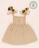 furr balls Organic Cotton Sleeveless Heart Embroidered & Tassels Detailed Dress - Off White