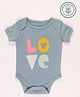 furr balls Organic Cotton Knit Half Sleeves Love Text Printed Onesie - Blue