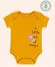 furr balls 100% Organic Cotton Knit Half Sleeves A Little Bit Of Magic Text Printed Onesie - Mustard