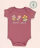 furr balls 100% Organic Cotton Knit Half Sleeves Floral Printed Onesie - Purple