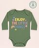 furr balls Organic Cotton Knit Full Sleeves Enjoy The Little Things Text Printed Onesie - Green